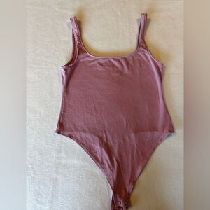 American Eagle Mauve Square Neck Bodysuit Size Large Cotton Stretch
